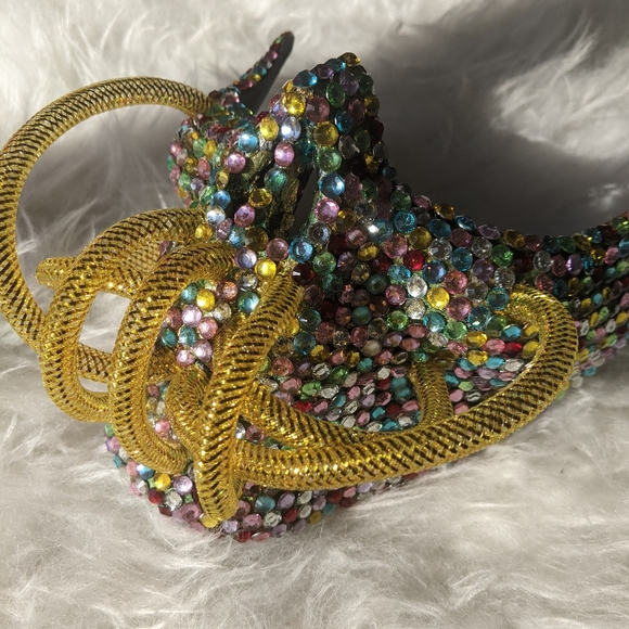 NEW Handmade Colorful Embellished Half Skull Mask - Picture 8 of 8
